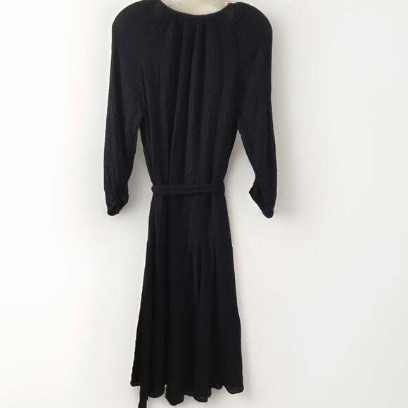 Velvet By  Graham & Spencer Gauzy Cotton Midi Dress Black Boho Peasant  Size XS - Picture 3 of 6